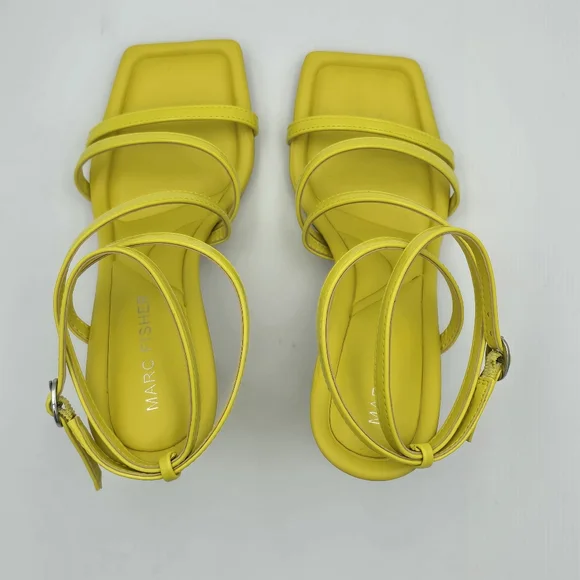 Marc Fisher Mahima Strappy Heeled Sandals, Greenish/Yellow, Women's 5M - Picture 9 of 15